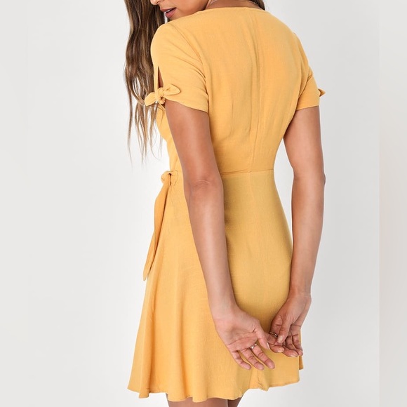 Lulus My Philosophy Golden Yellow Wrap Dress - Picture 9 of 9